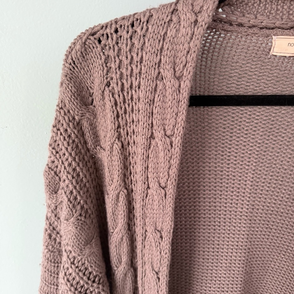 No Comment Cozy Knit Open-Front Cable Knit Cardigan Sweater Size Medium - Picture 2 of 7